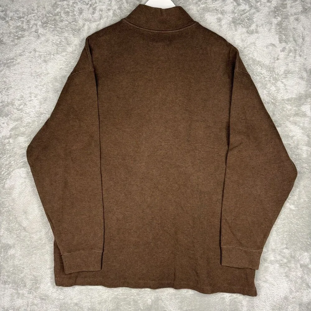 Polo Ralph Lauren Sweater Men 2XLT Tall 1/4 Zip Brown Cotton Pullover Pony Logo